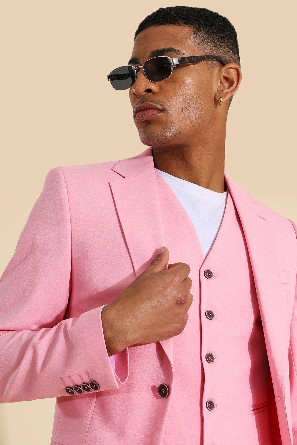 Mens pink outlet skinny suit